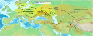 Hart migratieie R1a la Y-haplogroup R1a din perioada Neolithic pana la epoca tarzie a bronzului