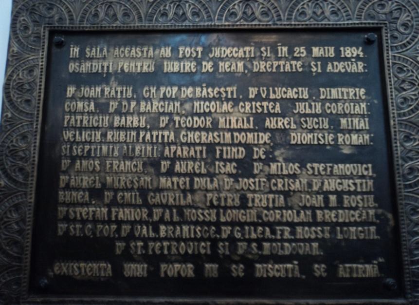 Placa memorandiștilor, Palatul Reduta, Cluj-Napoca